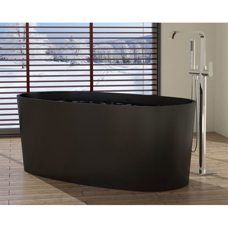 Badeloft Freestanding Soaking Stone Resin Bathtub Wayfair Canada